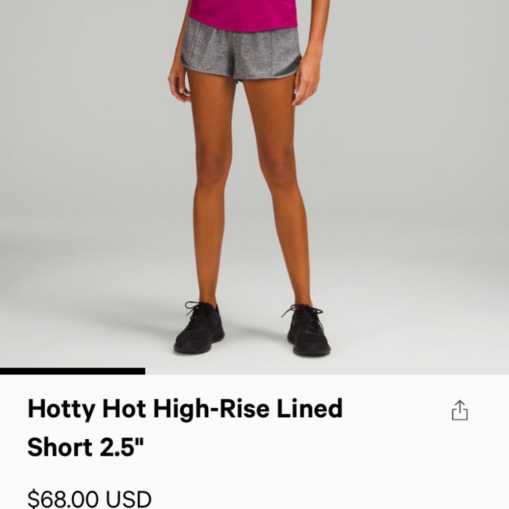 Lululemon Hotty Hot High-Rise Lined Short 2.5” heather lux multi black